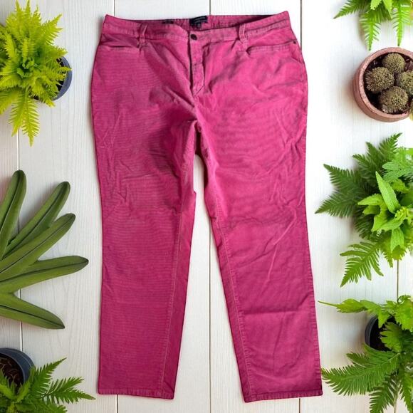 Talbots Women's 24W Simply Flattering Collection Pink Straight Corduroy Pants - Picture 1 of 6